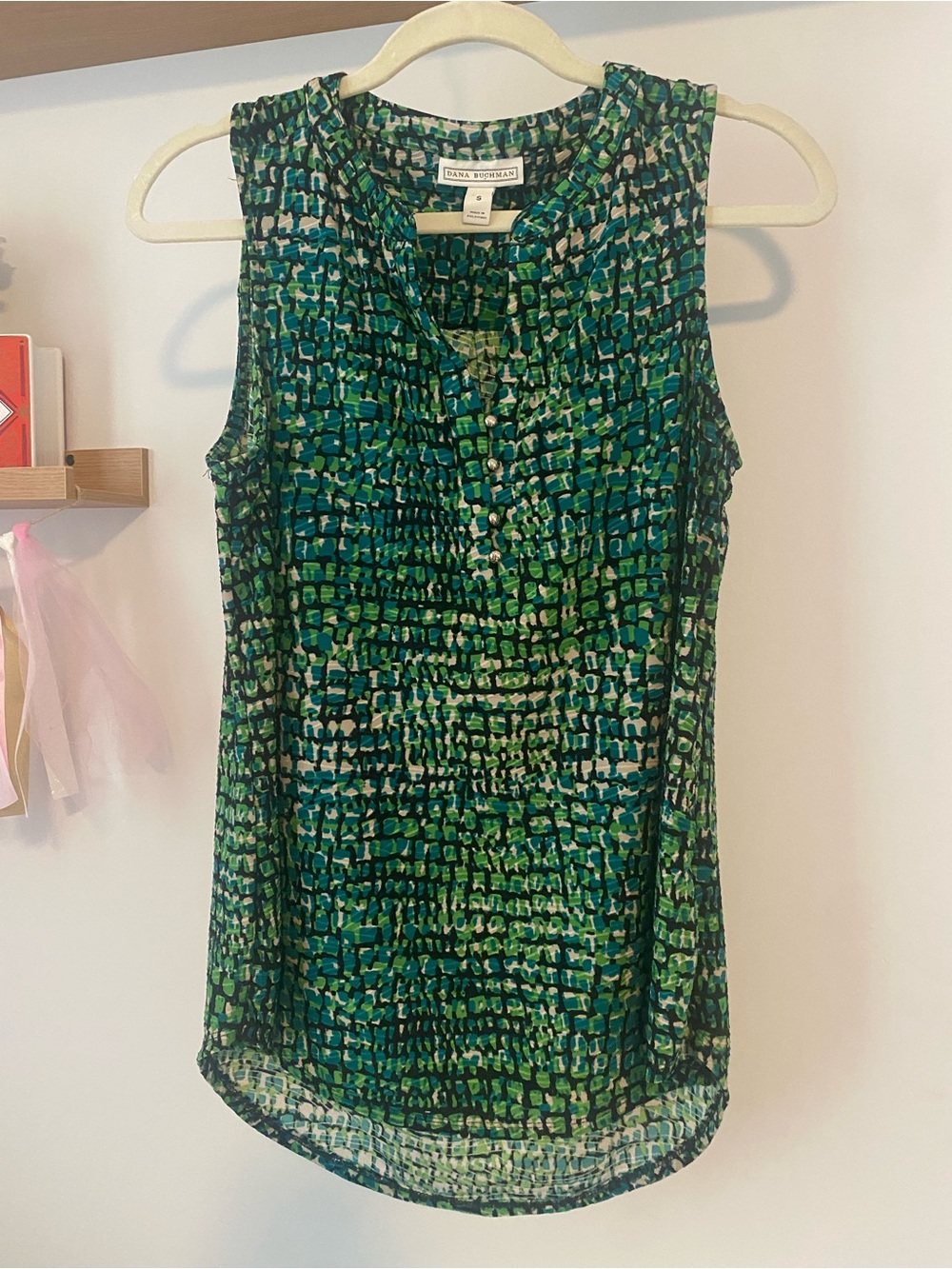 Dana Buchman Green & Teal Printed Sleeveless Top
